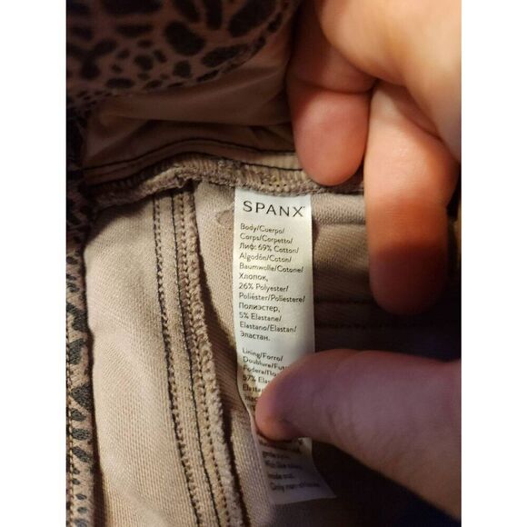 SPANX Jean-ish Ankle Leggings Desert Dot Animal Leopard Cheetah Print Size Large - Picture 4 of 5